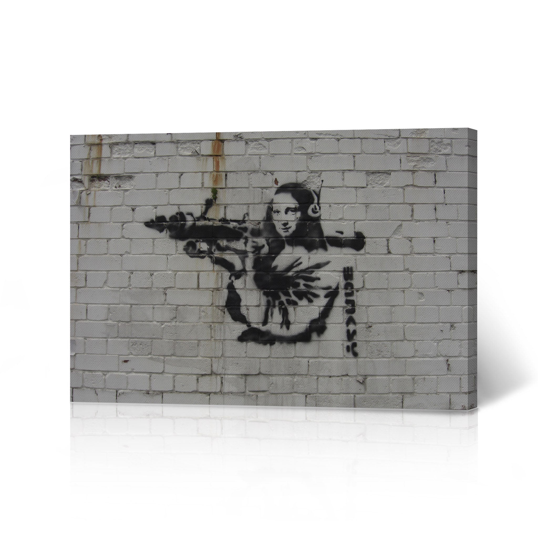 Banksy Wall Art Canvas Print Mona Lisa With Rocket Launcher Etsy