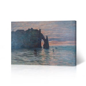 The Cliff Etretat Sunset by Claude Monet Canvas Wall Art Print Impressionism Masterpiece Fine Art Famous Oil Painting Modern Home Decor