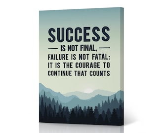 Success is not Final Failure is not Fatal Quote Forest View Canvas Wall Art Print Motivational Entrepreneur Quote Office Decor Inspirational