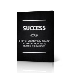Success Definition Black and White Dictionary Canvas Wall Art Print Motivational Entrepreneur Quote Office Decor Inspirational Gift