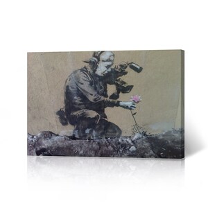 Banksy Wall Art Canvas Print The Cameraman and the Flower from London Artwork Living Room Dorm Room Office Wall Art Home Decor