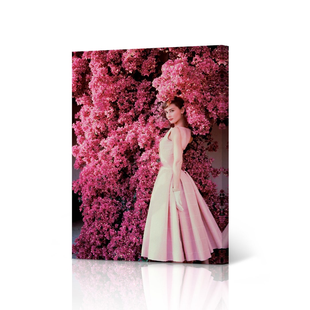 Audrey Hepburn Wall Art in Flowers Canvas Wall Art Canvas Print Wall ...