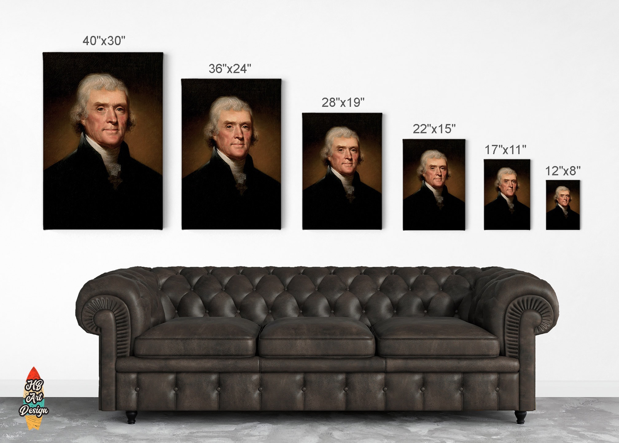 3rd President of the United States of America Thomas Jefferson Portrait ...