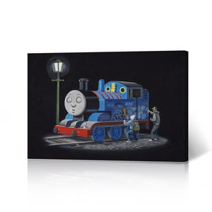 Banksy Wall Art Canvas Print Train Tank Engine Artwork Living Room Dorm Room Office Wall Art Home Decor