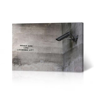 Banksy Wall Art Canvas Print What Are You Looking at ? From London Artwork Living Room Dorm Room Office Wall Art Home Decor