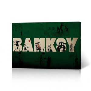 Banksy Wall Art Canvas Print Banksy Mixed Collage Illustration Artwork Living Room Dorm Room Office Wall Art Home Decor