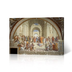The School of Athens by Raphael Art Canvas Wall Art Print Masterpiece Fine Art Fresco Paint Scripture Christianity Living Room Home Decor