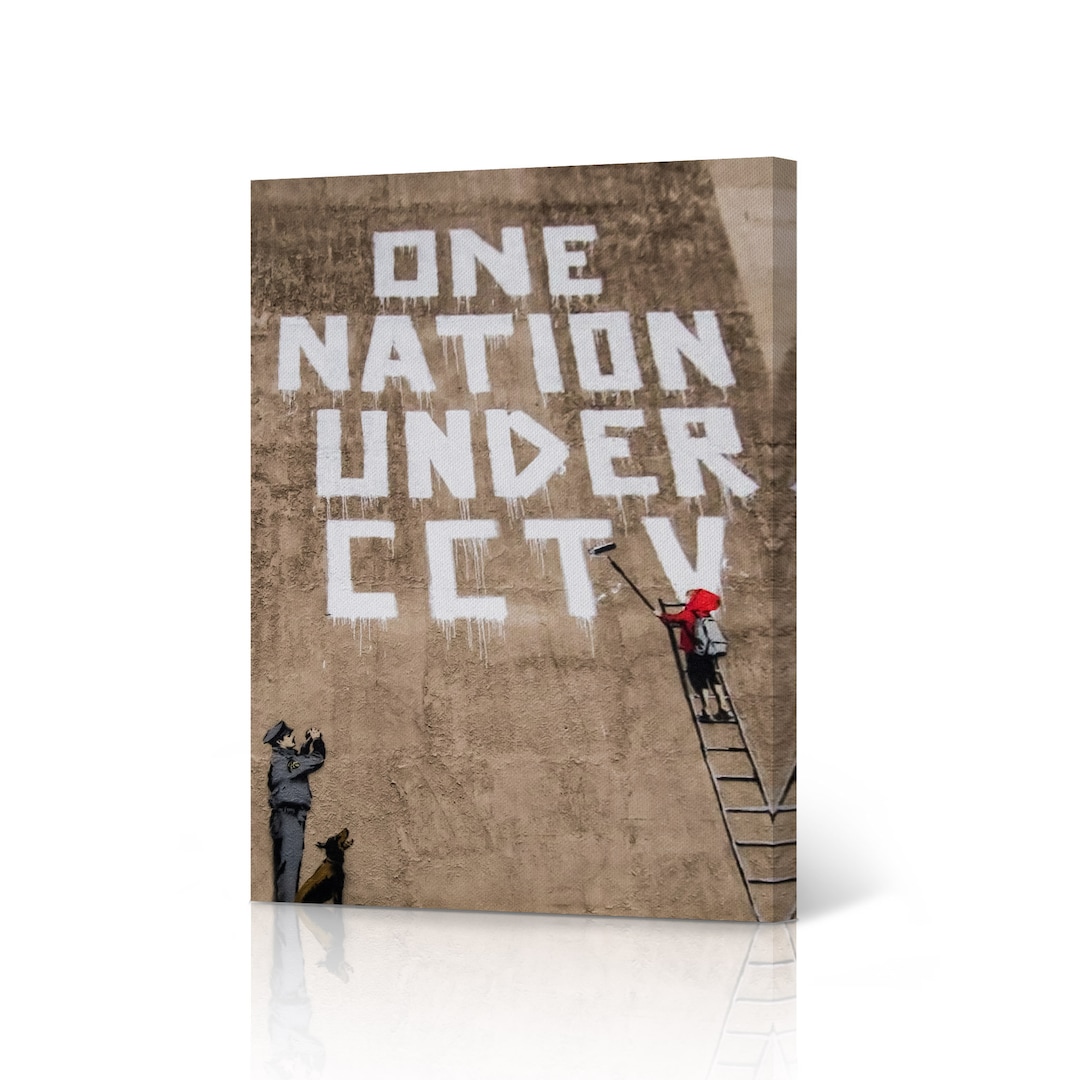 One Nation Under CCTV Street Art Painting Mural Graffiti Banksy Canvas Wall Art Print Living