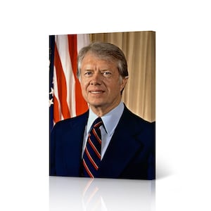 39th President of The United States of America James Carter Portrait Political Icon Canvas Wall Art Print Library Office Modern Home Decor