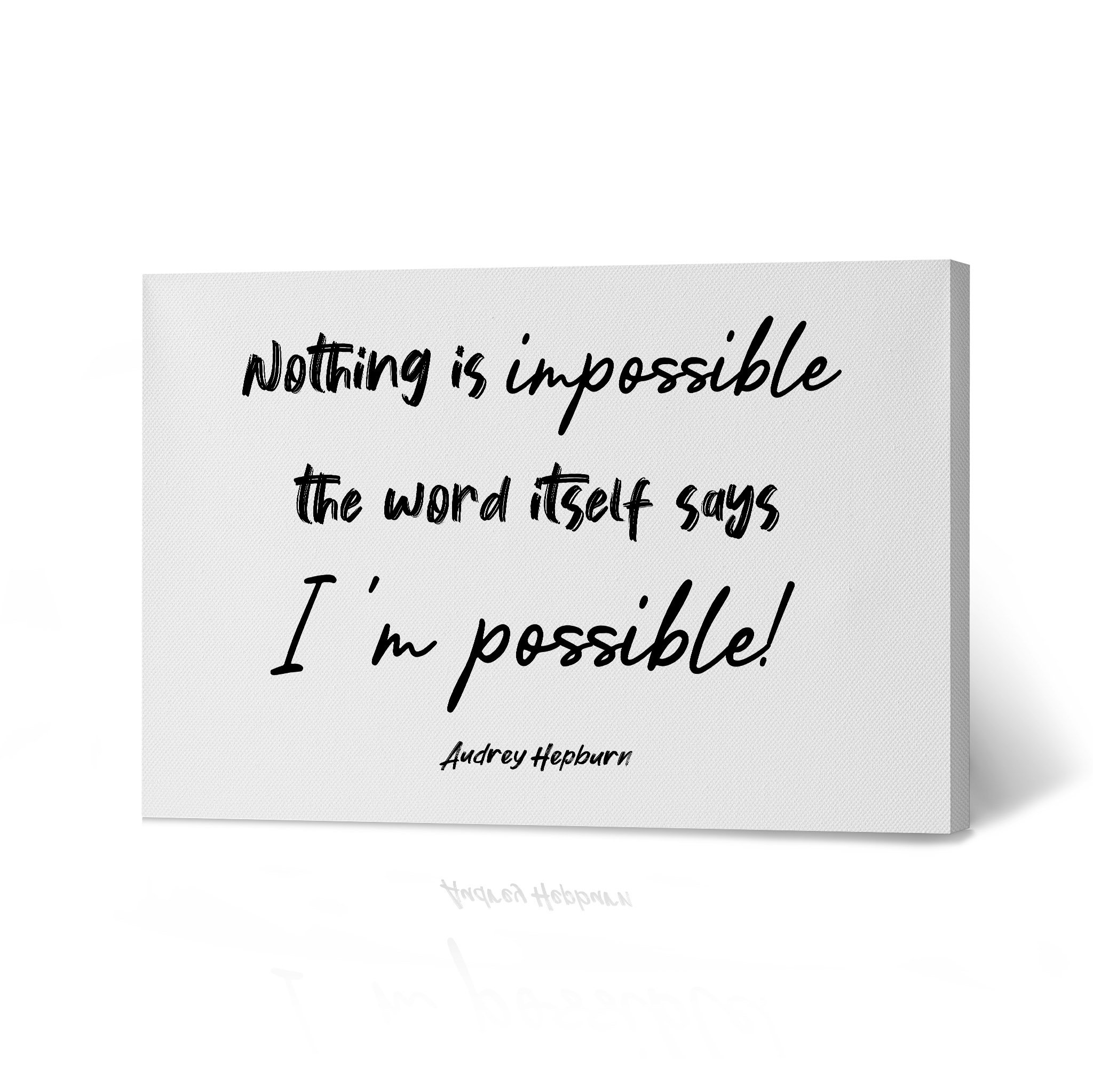 Nothing is impossible the word itself says I'm possible Audrey Hepburn Motivational Quote Wall Art Canvas Print Home Decor Living Room