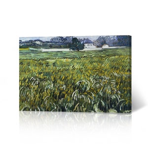 Wheat Field at Auvers with White House 1890 Vincent Van Gogh Canvas Print Wall Art Living Room Bedroom Decor Artwork Classical Fine Art