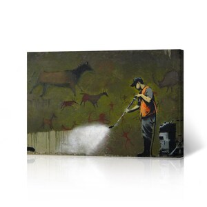 Banksy Wall Art Canvas Print Cave Painting Removal from London Artwork Living Room Dorm Room Office Wall Art Home Decor