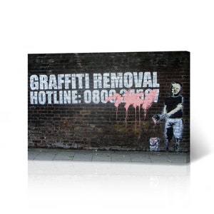 Graffiti Removal Hotline Street Art Painting London Mural Graffiti Banksy Canvas Wall Art Print Living Room Bathroom Office Modern Decor