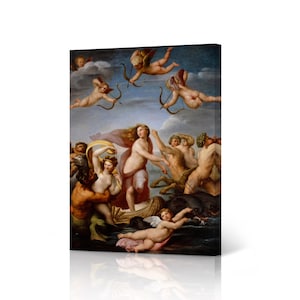 The Triumph of Galatea by Raphael Art Canvas Wall Art Print Renaissance Famous Masterpiece Fine Art Fresco Painting Living Room Home Decor