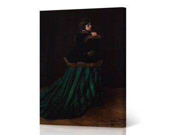 Camille The Woman in the Green Dress Claude Monet Canvas Wall Art Print  Masterpiece Fine Art Famous Oil Painting Modern Home Decor