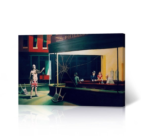 Edward Hopper's Nighthawks Remake Painting Mural Graffiti Banksy Canvas  Wall Art Print Living Room Bedroom Bathroom Office Modern Decor - Etsy