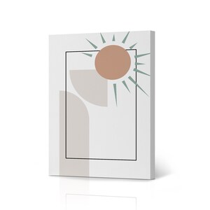 Minimalist Decor One Line Art Colorful Sun and Geometric Figure Drawing Painting Canvas Wall Art Print Modern Living Room Bedroom Decor