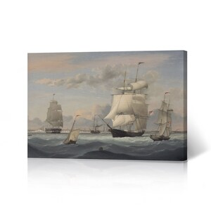 New York Harbor, Fitz Henry Lane Canvas Wall Art Print Luminism Classic Art Famous Oil Painting Masterpiece Fine Art Modern Home Decor