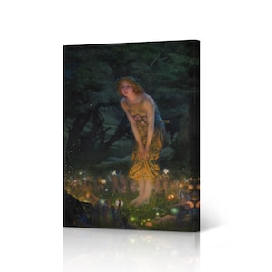 Midsummer Eve 1908 by Edward Robert Hughes Print Little Fairies in Forest Canvas Wall Art Print Romanticism Famous Oil Painting Home Decor