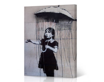 Nola Girl with Umbrella Street Art Painting New Orleans Mural Graffiti Banksy Canvas Wall Art Print Living Room Bathroom Office Modern Decor