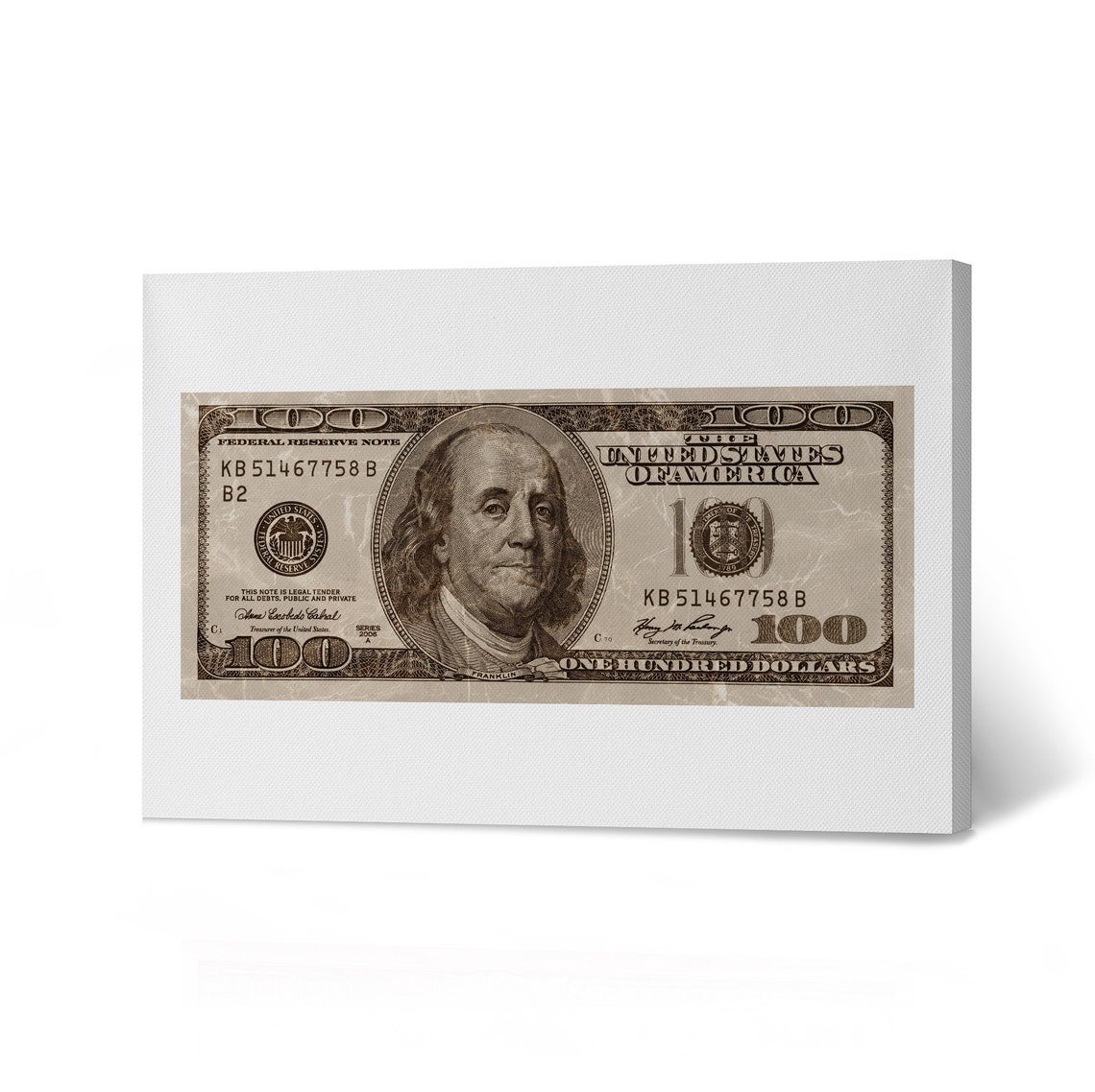 Vintage Style Money 100 American Dollar Bill Canvas Wall Art Etsy