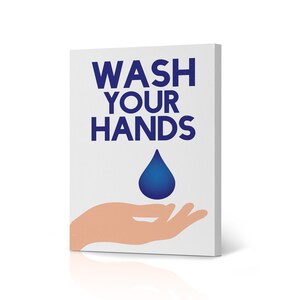 Wash your Hands Funny Quote Saying Canvas Print Wall Art Kid and Nursery Toilet Restroom Sign Washroom Modern Bathroom Wall Decor