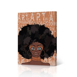 Afro Woman African Girl Pop Art Canvas Art Print Wall Art Decor Orange Graffiti Girl Black Sunglass African American Art Living Room Bedroom
