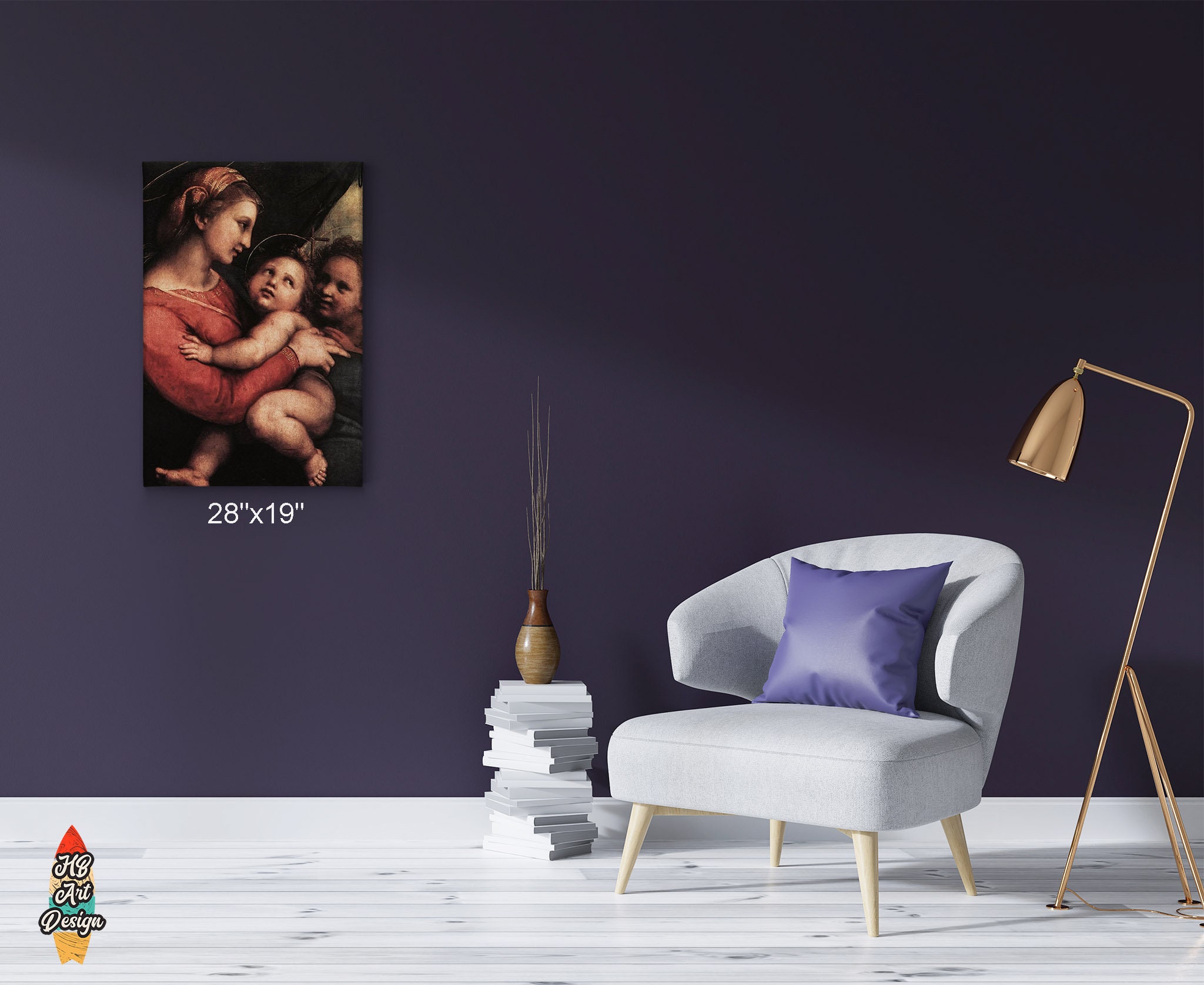 Madonna of the Curtain by Raphael Art Canvas Wall Art Print Renaissance ...