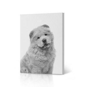 Black and White Chow Chow Dog Pet Animal Canvas Wall Art Print Office Living Room Bedroom Bathroom Kids Nursery Room Home Decor Dog Lover