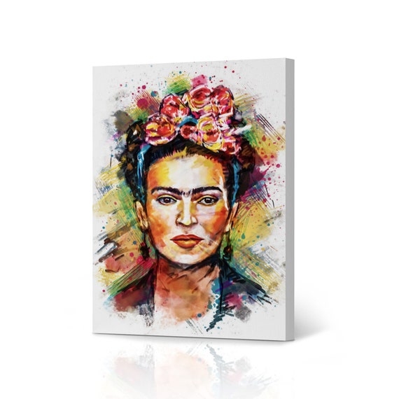 Frida Kahlo Canvas Wall Art Print Woman With Flowers Colorful | Etsy