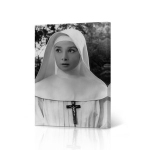 Audrey Hepburn Wall Art Nun&#39;s Story 1956 Black and White Canvas Wall Art Canvas Print Wall Decor Artwork  Bedroom Decor Living Room Decor