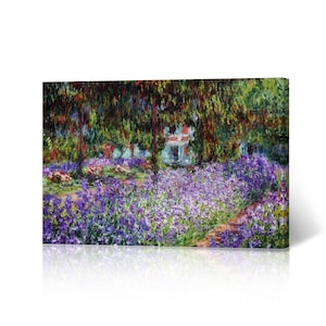 The Artist&#39;s Garden at Giverny by Claude Monet Canvas Wall Art Print Famous Oil Painting Masterpiece Fine Art Living Room Modern Home Decor