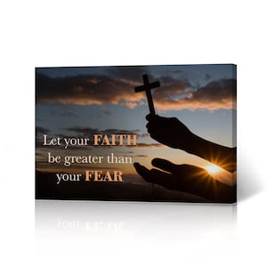 Let Your Faith be Greater Than Your Fear Scripture Bible Verse Christianity Canvas Wall Art Print Living Room Bedroom Office Christian Gift