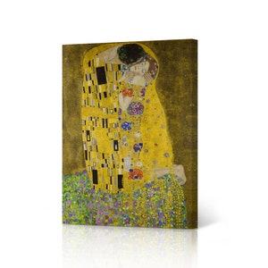 The Kiss by Gustav Klimt Canvas Wall Art Print Famous Oil Painting Masterpiece Fine Art Office Dorm Living Room Bedroom Modern Home Decor