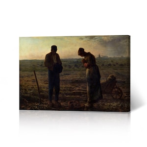 The Angelus, Jean-Francois Millet Canvas Wall Art Print Realism Classic Art Famous Oil Painting Masterpiece Fine Art Modern Home Decor
