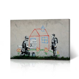 Banksy Wall Art Canvas Print Banksy Crayon House from Vernon Artwork Living Room Dorm Room Office Wall Art Home Decor