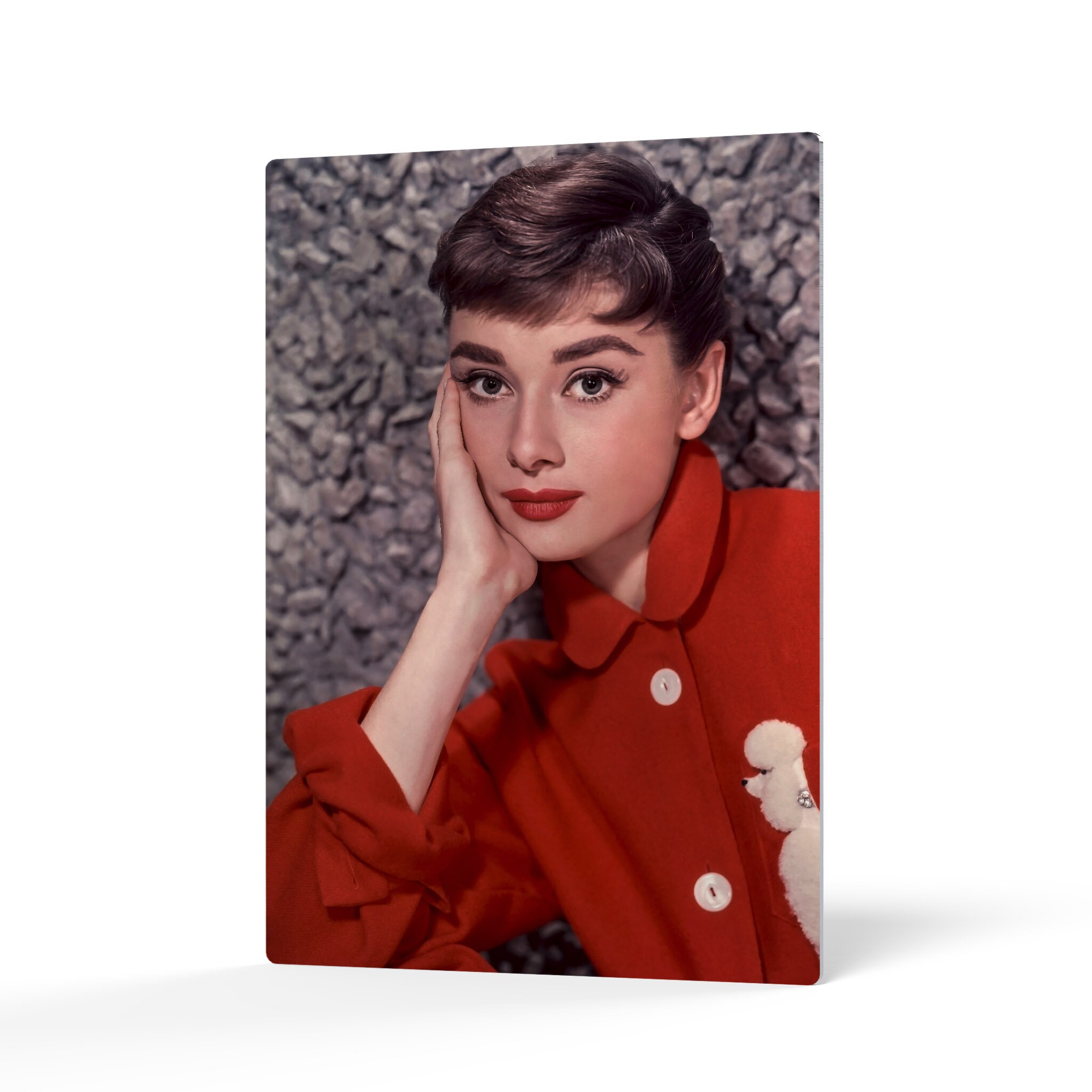 Audrey Hepburn Wall Art Thoughtful Pose and Poodle in the Pocket