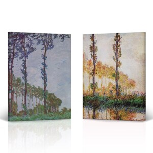 Series of Three Poplar Trees Claude Monet 2 Piece Set Canvas Wall Art Print Masterpiece Fine Art Famous Oil Painting Modern Home Decor