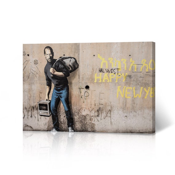 Banksy Wall Art Canvas Print Steve Jobs Syrian Jungle Refugee - Etsy