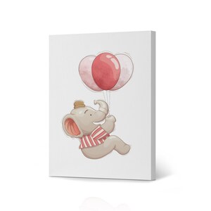 Baby Elephant with Balloons Paint Animal Canvas Wall Art Print Office Living Room Bedroom Bathroom Kids Nursery Room Modern Home Decor