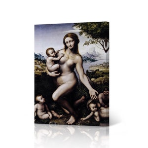 Leda and Swan by Leonardo Da Vinci Canvas Wall Art Print Renaissance Famous Oil Painting Masterpiece Fine Art Living Room Home Decor
