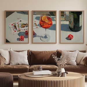 Zomerfeest print, driedelige set muurkunst, 3-delige set, decor barwagen, Aperol Spritz-print, kunst aan de muur zomerbar, digitale download