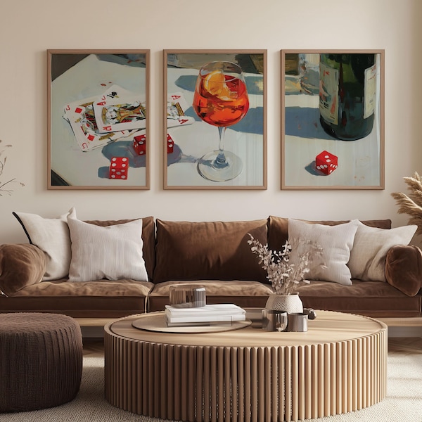 Zomerfeest print, driedelige set muurkunst, 3-delige set, decor barwagen, Aperol Spritz-print, kunst aan de muur zomerbar, digitale download
