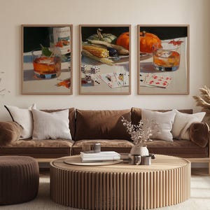 Fall Theme Party Print, Autumn 3 Three Piece Set of Wall Art, Digital Download