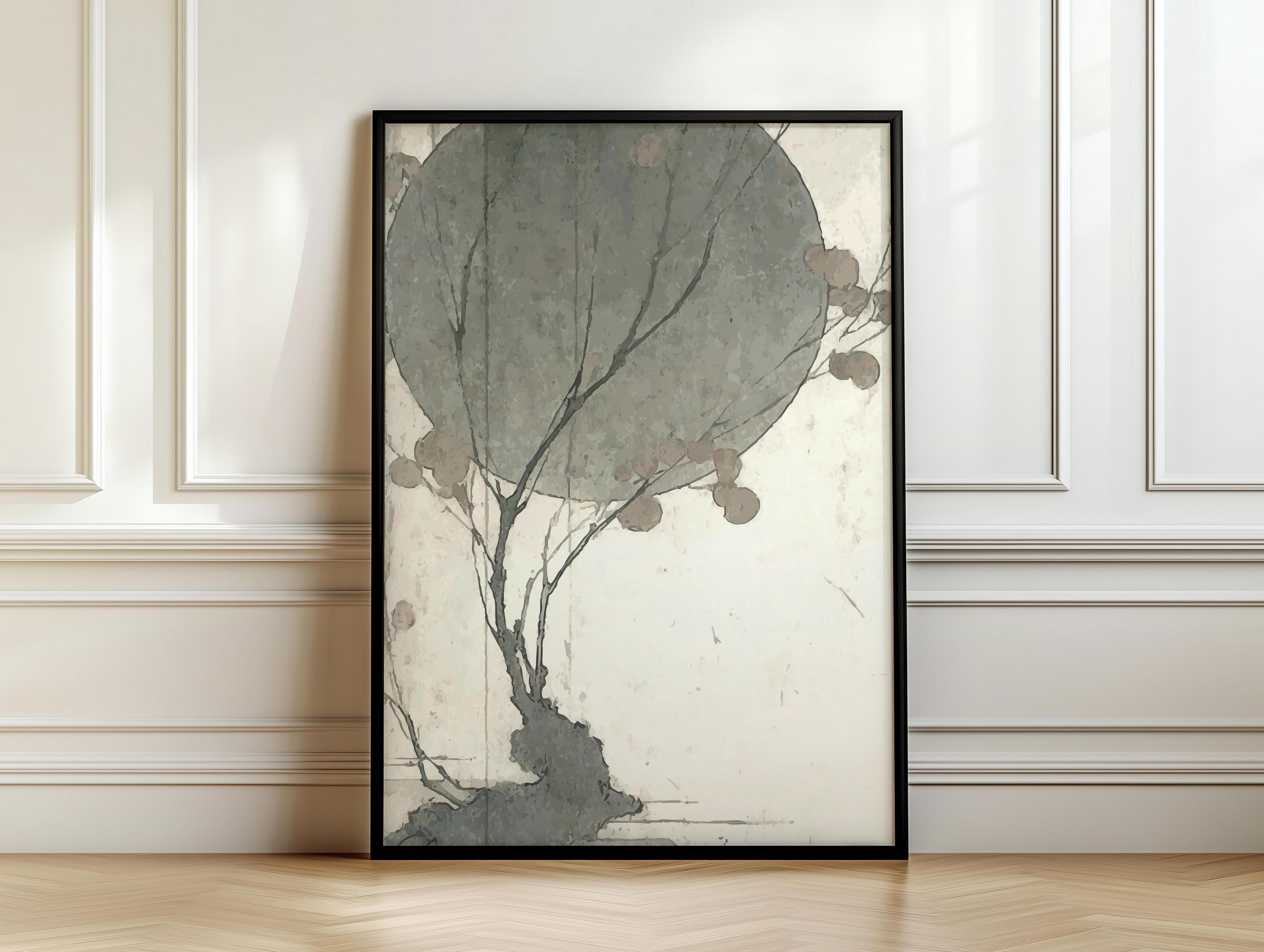 Neutral Japandi Landscape Print, Wabi Sabi Wall Art, Minimalist