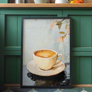 Calming Kitchen Art Abstract Minimalist Print, Modern House Decor, Classic Wall Art, Retro Vintage Coffee Painting, Digital Download Print
