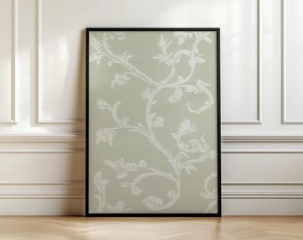 Arte textil para pared, estilo chinoiserie verde salvia, estilo academia claro, decoración francesa antigua vintage, tapiz floral estilo cabaña francesa, descarga digital