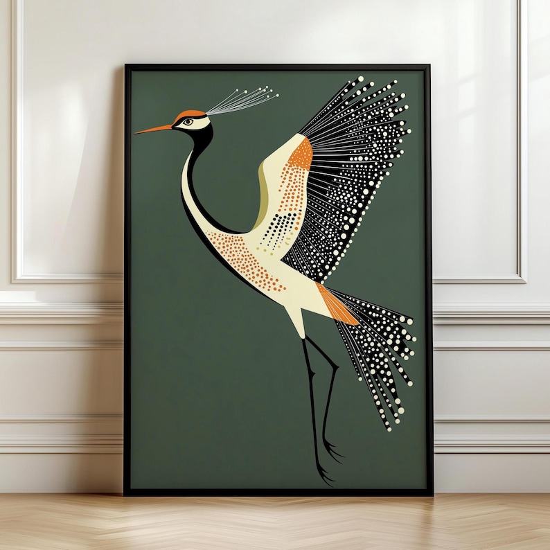 Retro vintage abstract wall art featuring a beautiful depiction of a Peacock. Mid-century modern style print perfect for kitchen decor, living room accents, or adding a pop of color to minimalist spaces. Printable art for trendy, vintage-inspired interiors.