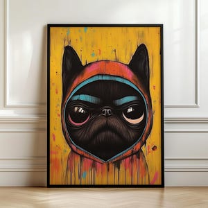 Maximalist Graffiti Street Wall Hanging | Masculine Wall Art | Printable Downloadable Digital Art | Hyperbeast Decor | Abstract Cartoon Dog