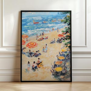 Impresión de pintura al óleo pastel estilo Monet, decoración de pared de cabaña de playa francesa, arte mural impresionista, decoración de habitación playera costera, descarga digital